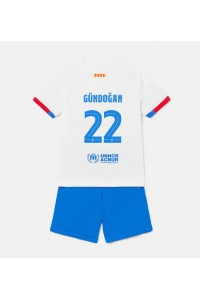 Fotbalové Dres Barcelona Ilkay Gundogan #22 Dětské Venkovní Oblečení 2023-24 Krátký Rukáv (+ trenýrky)